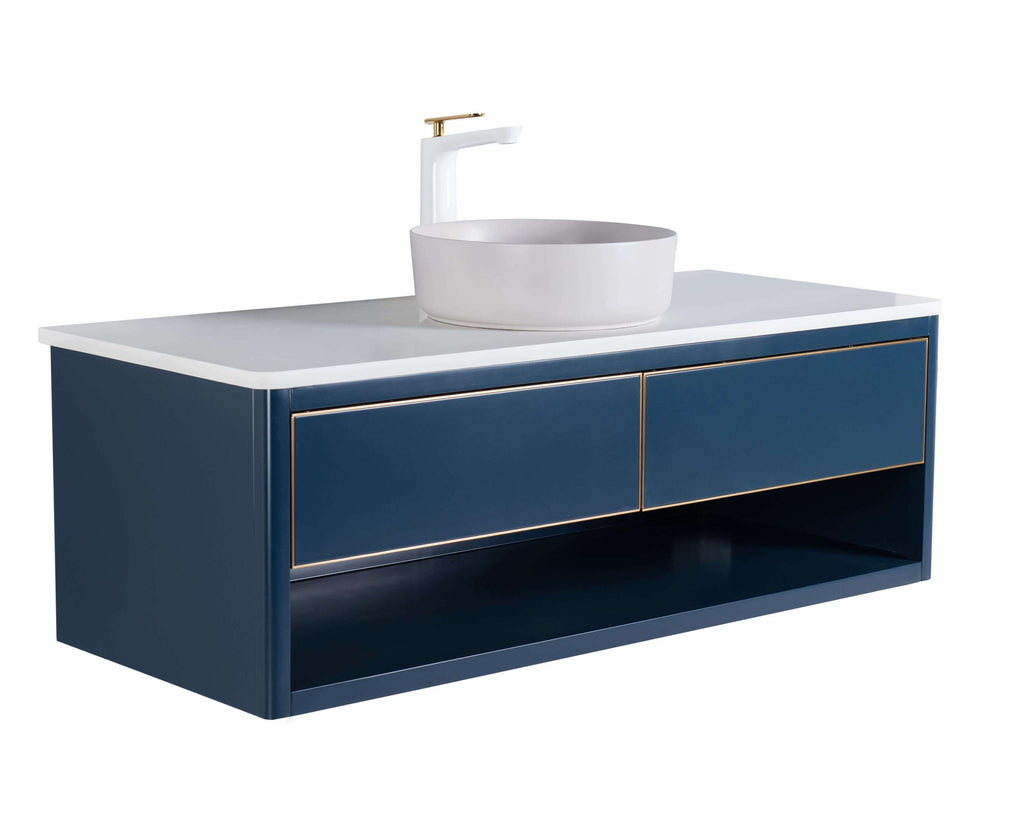 Rubeza 1200mm Mauna Wall Hung Vanity Unit - Dark Blue & Gold