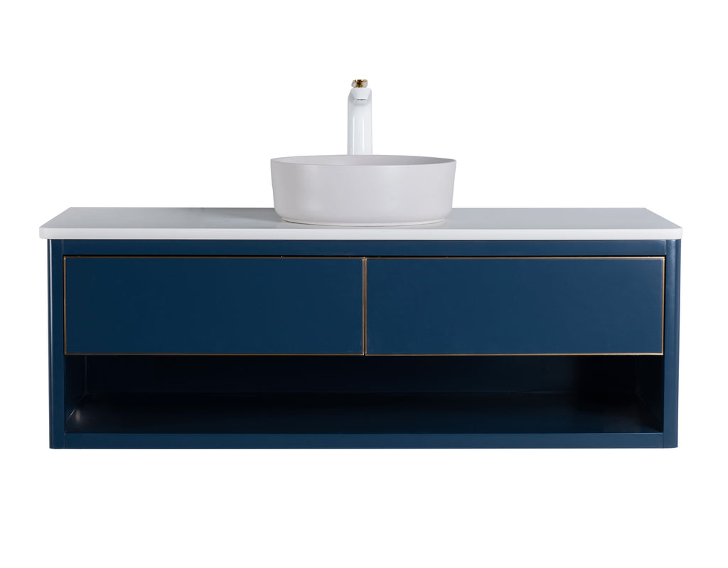 Rubeza 1200mm Mauna Wall Hung Vanity Unit - Dark Blue & Gold