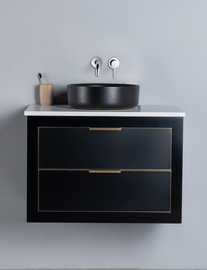 Rubeza 750mm Dukes Wall Hung Vanity Unit - Black & Gold