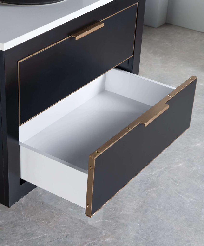 Rubeza 750mm Dukes Wall Hung Vanity Unit - Black & Gold