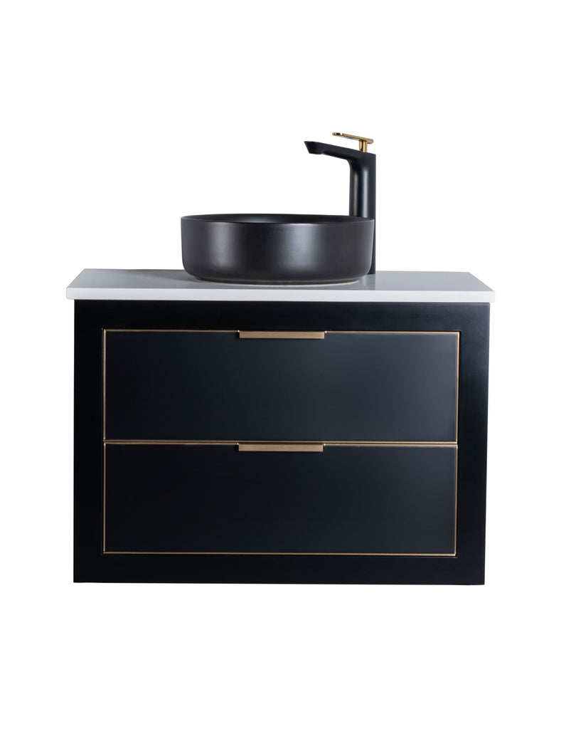 Rubeza 750mm Dukes Wall Hung Vanity Unit - Black & Gold