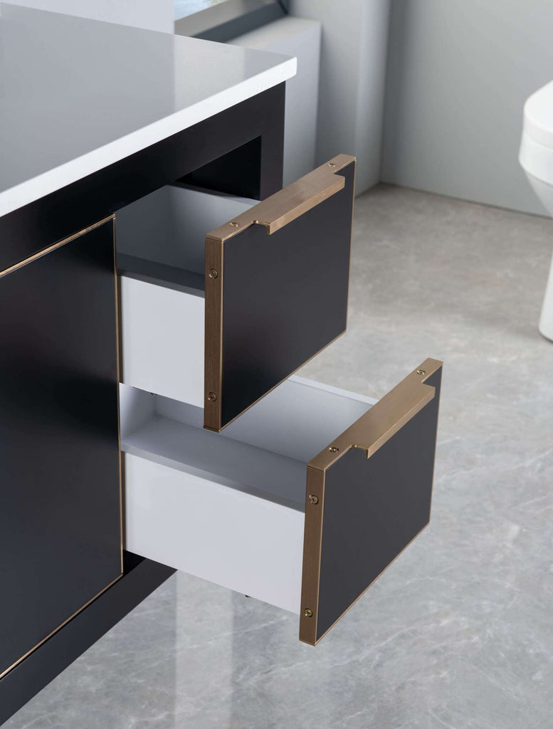 Rubeza 900mm Dukes Wall Hung Vanity Unit - Black & Gold