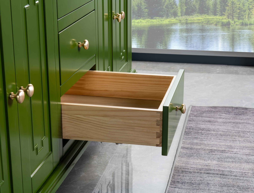 Rubeza 1500mm Didim Vanity Unit with Calacatta Quartz Top - Grass Green & Gold