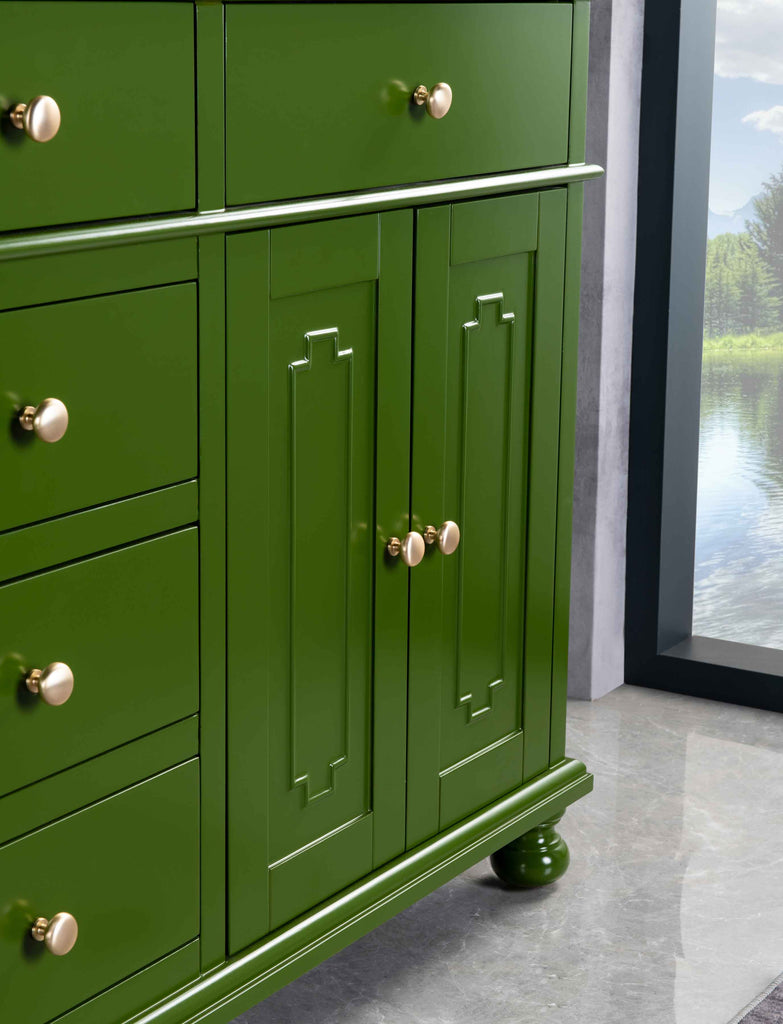 Rubeza 1500mm Didim Vanity Unit with Calacatta Quartz Top - Grass Green & Gold