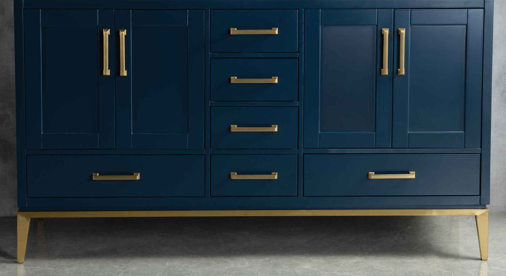 Rubeza 1500mm Anatolia Sideboard with Carrara Marble Top - Dark Blue & Gold