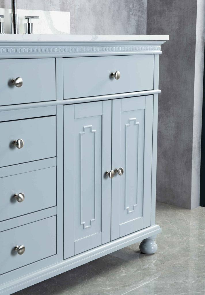 Rubeza 1500mm Didim Vanity Unit with Calacatta Quartz Top - Light Grey & Chrome