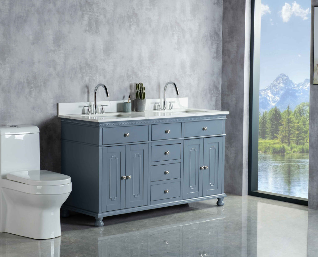 Rubeza 1500mm Didim Vanity Unit with Calacatta Quartz Top - Dark Grey & Chrome
