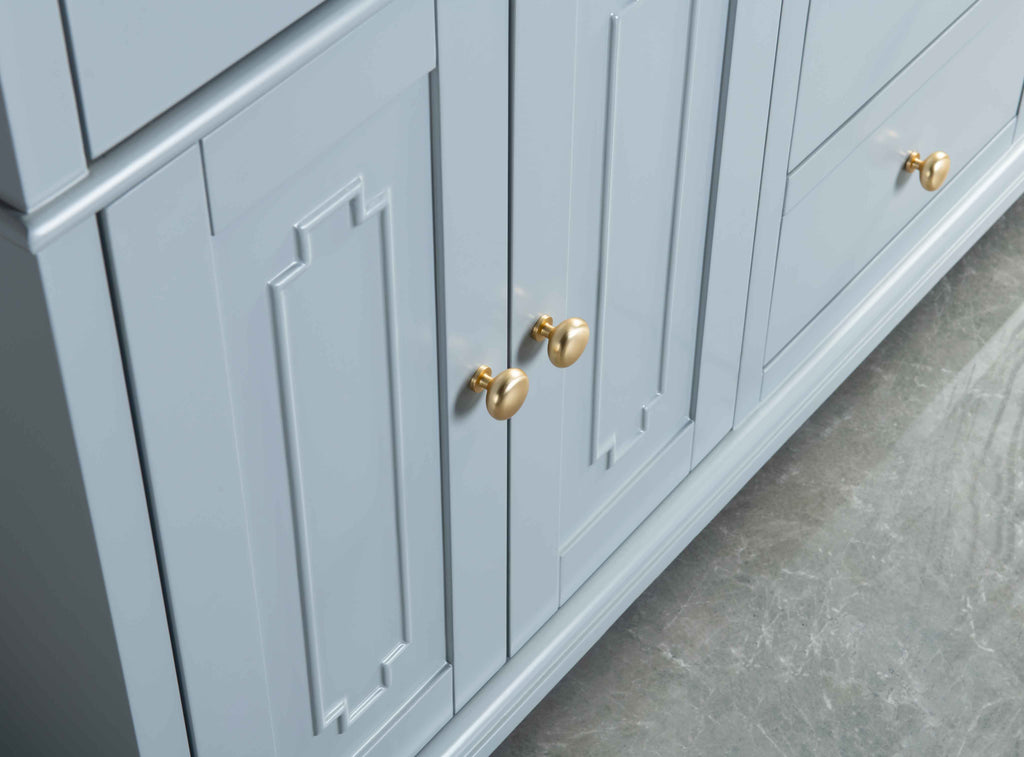 Rubeza 1500mm Didim Vanity Unit with Calacatta Quartz Top - Light Grey & Gold
