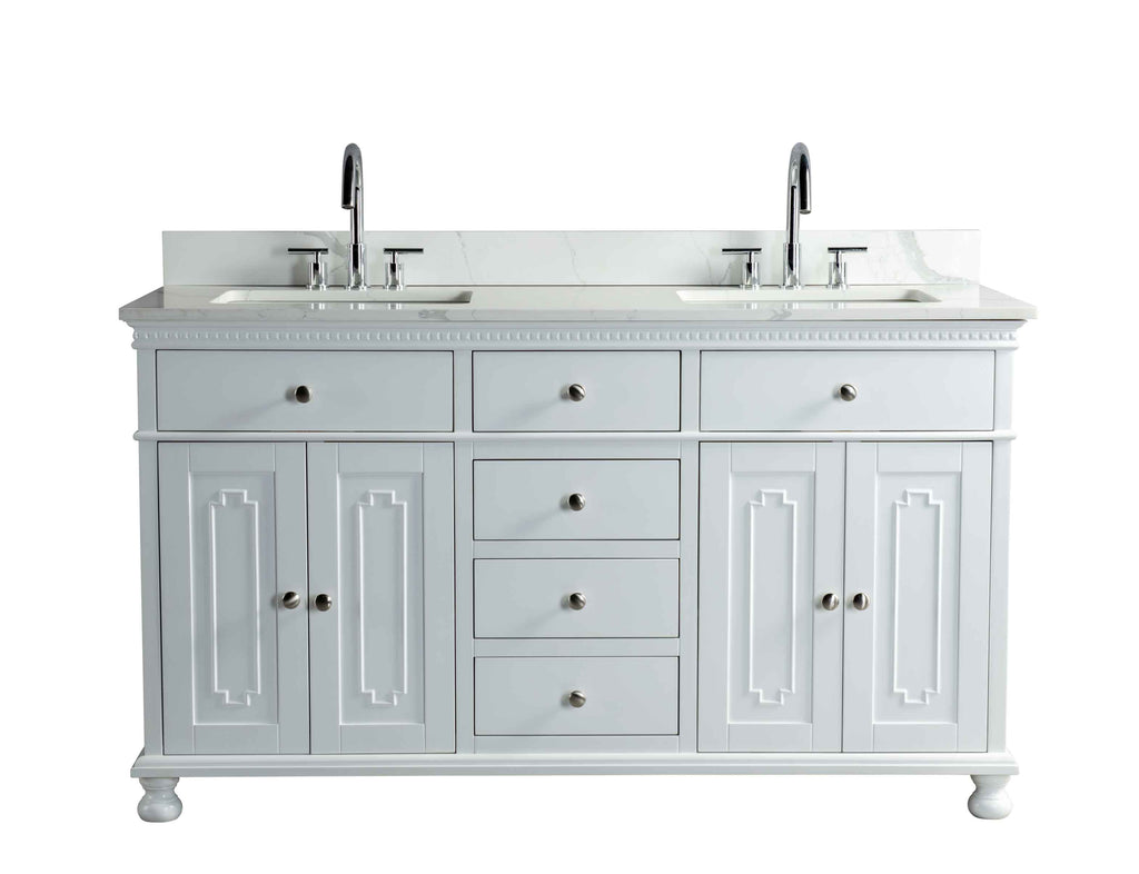 Rubeza 1500mm Didim Vanity Unit with Calacatta Quartz Top - White & Chrome