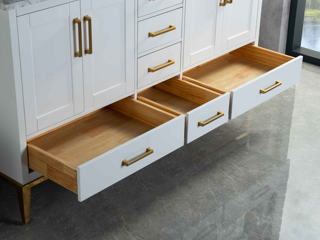 Rubeza 1500mm Anatolia Sideboard with Quartz Top - White & Gold