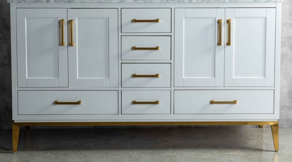 Rubeza 1500mm Anatolia Sideboard with Carrara Marble Top - White & Gold