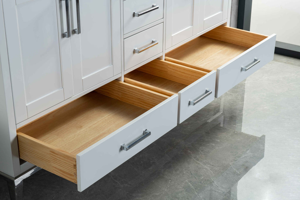 Rubeza 1500mm Anatolia Sideboard with Calacatta Quartz Top - White & Chrome