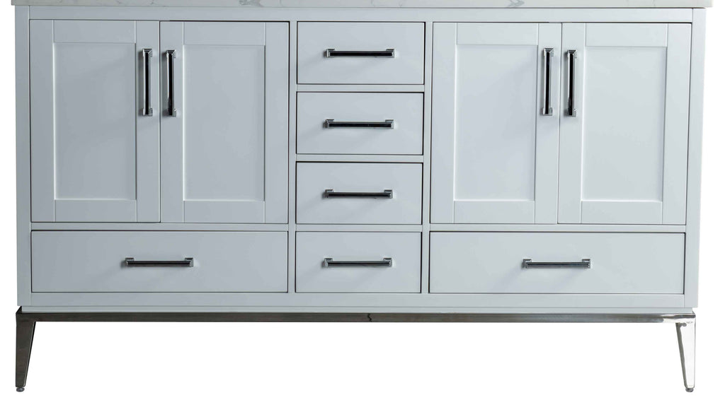 Rubeza 1500mm Anatolia Sideboard with Calacatta Quartz Top - White & Chrome