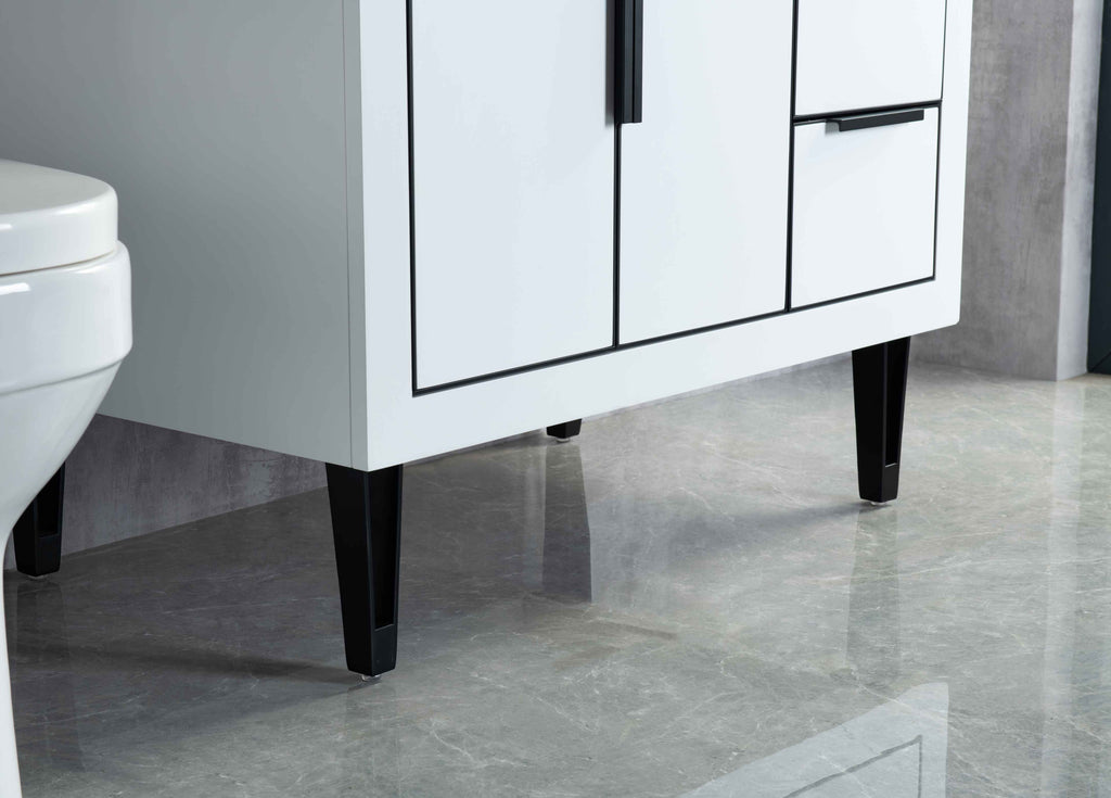 Rubeza 900mm Dukes Vanity Unit with Calacatta Quartz Top - White & Black