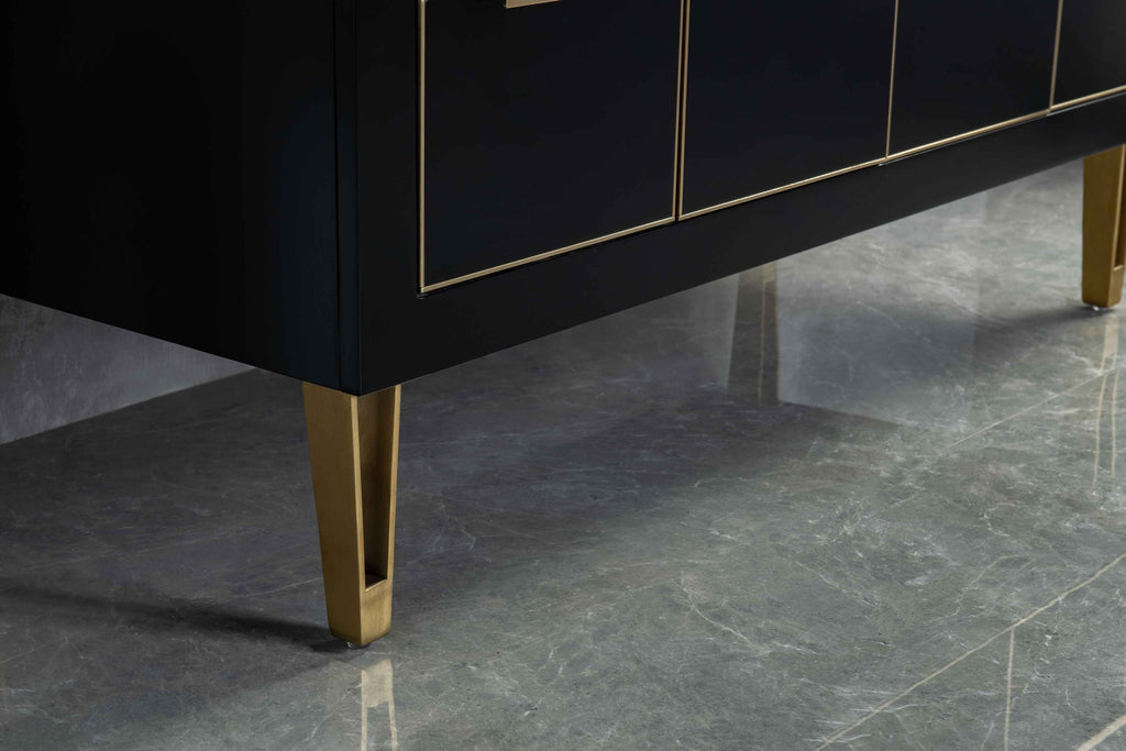 Rubeza 1200mm Dukes Vanity Unit with Carrara Marble Top - Black & Gold