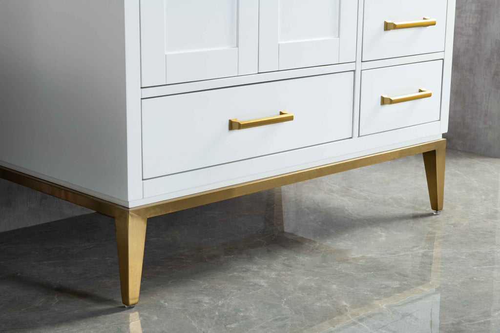 Rubeza 900mm Anatolia Vanity Unit with Calacatta Quartz Top - White & Gold