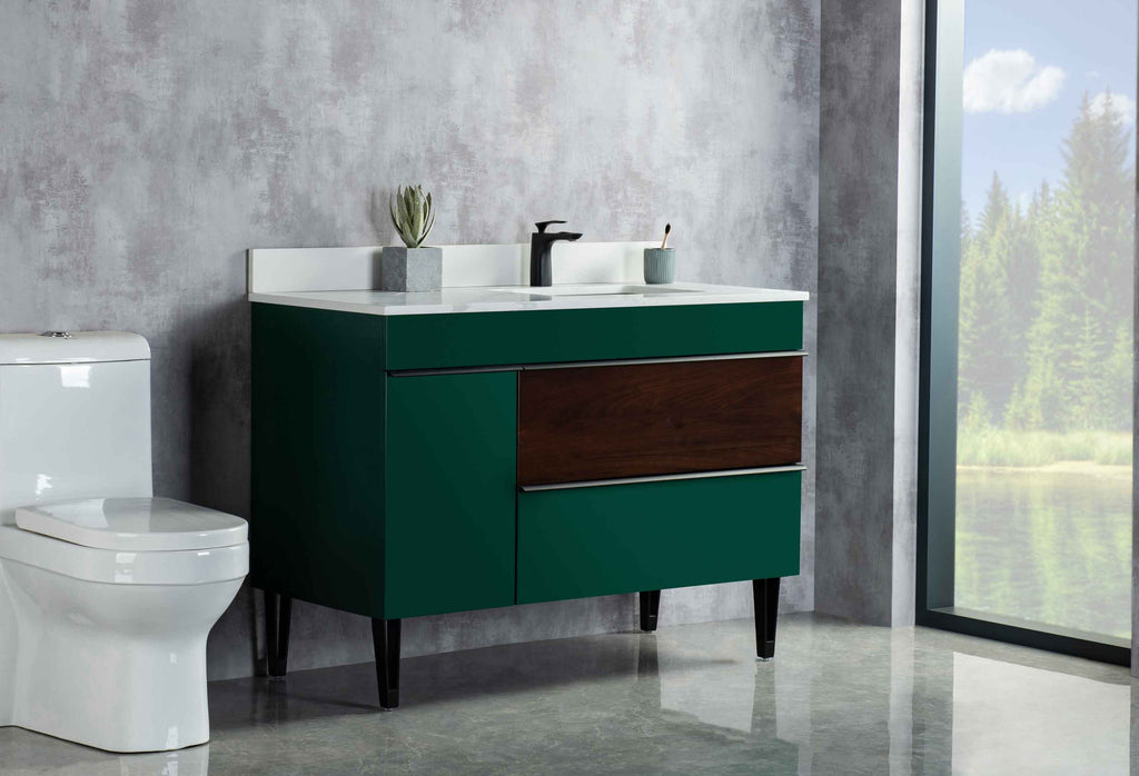 Rubeza 1200mm Arborath Vanity Unit with Calacatta Quartz Top - Sacramento Green & Black