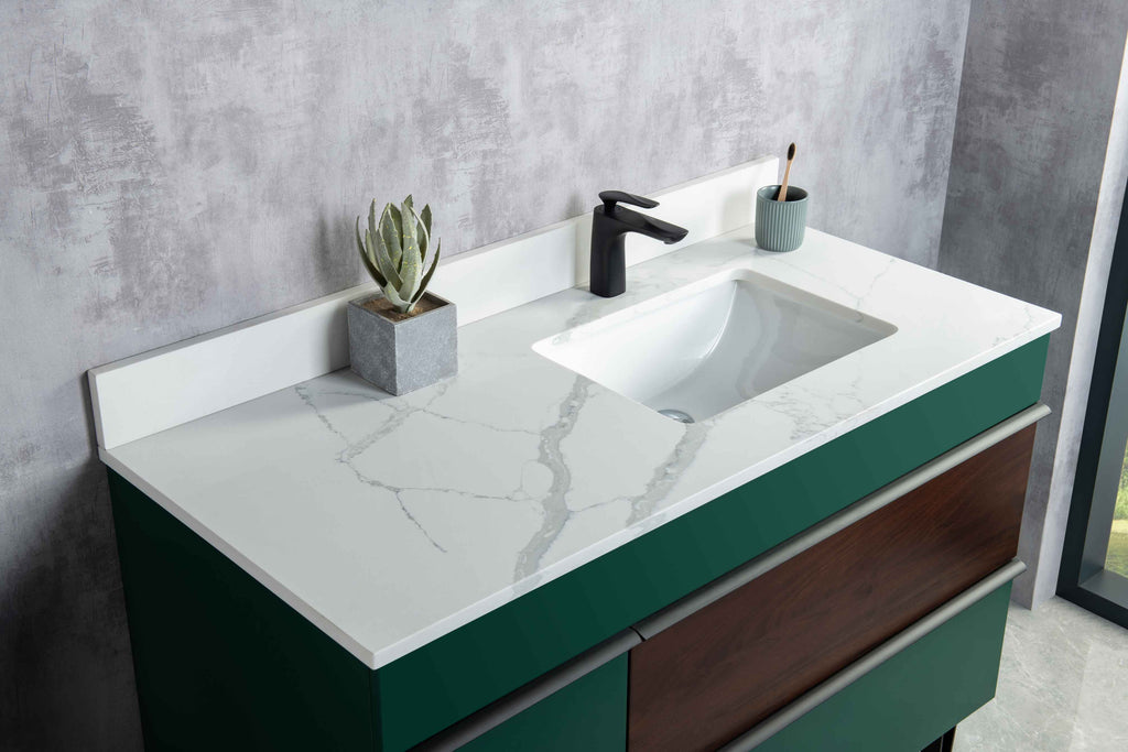 Rubeza 1200mm Arborath Vanity Unit with Calacatta Quartz Top - Sacramento Green & Black
