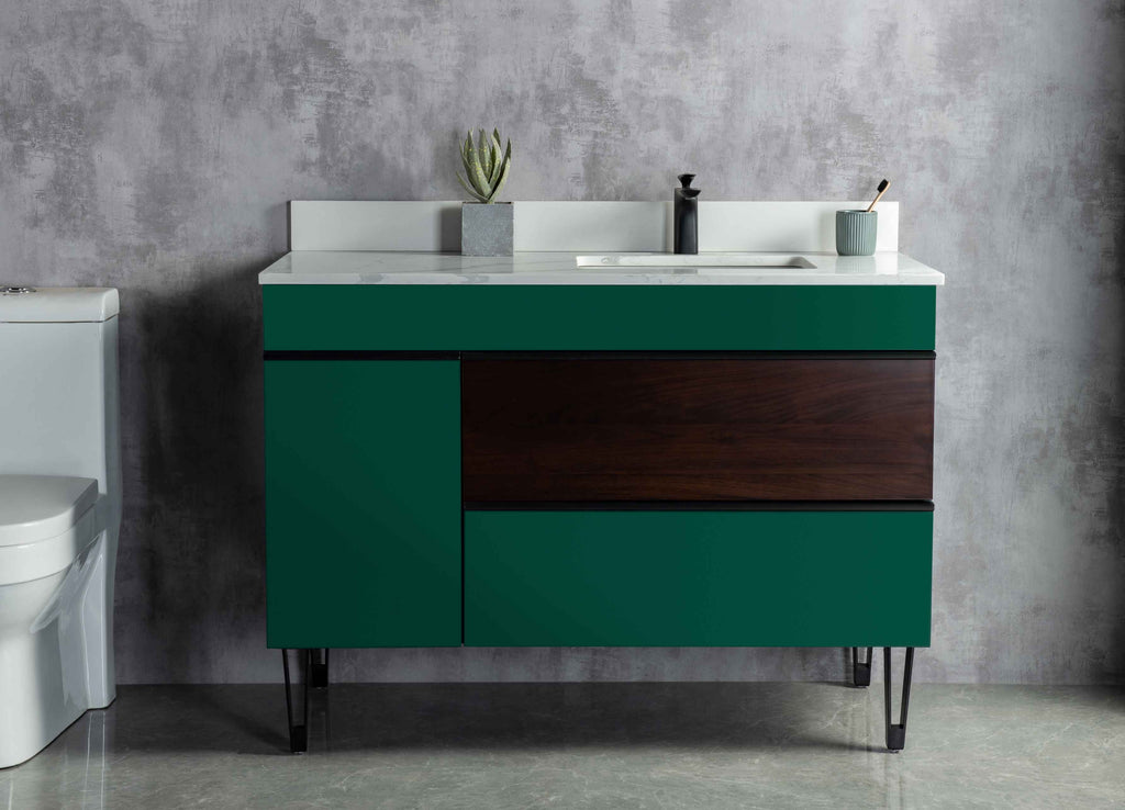 Rubeza 1200mm Arborath Vanity Unit with Calacatta Quartz Top - Sacramento Green & Black