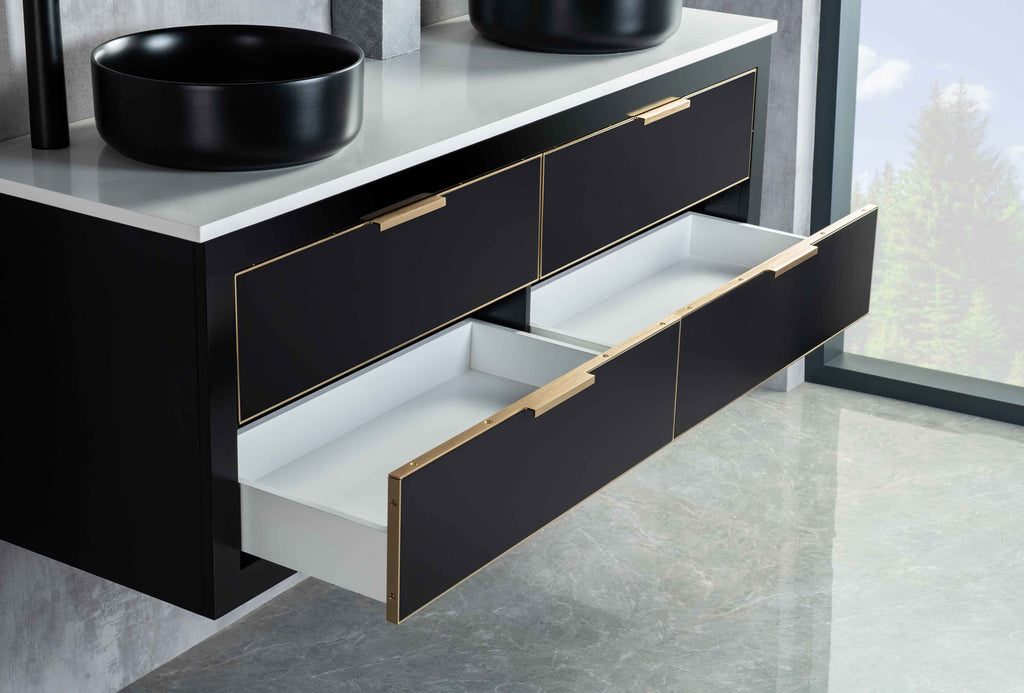 Rubeza 1500mm Dukes Wall Hung Vanity Unit - Black & Gold