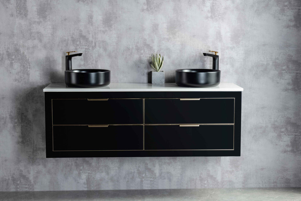 Rubeza 1500mm Dukes Wall Hung Vanity Unit - Black & Gold