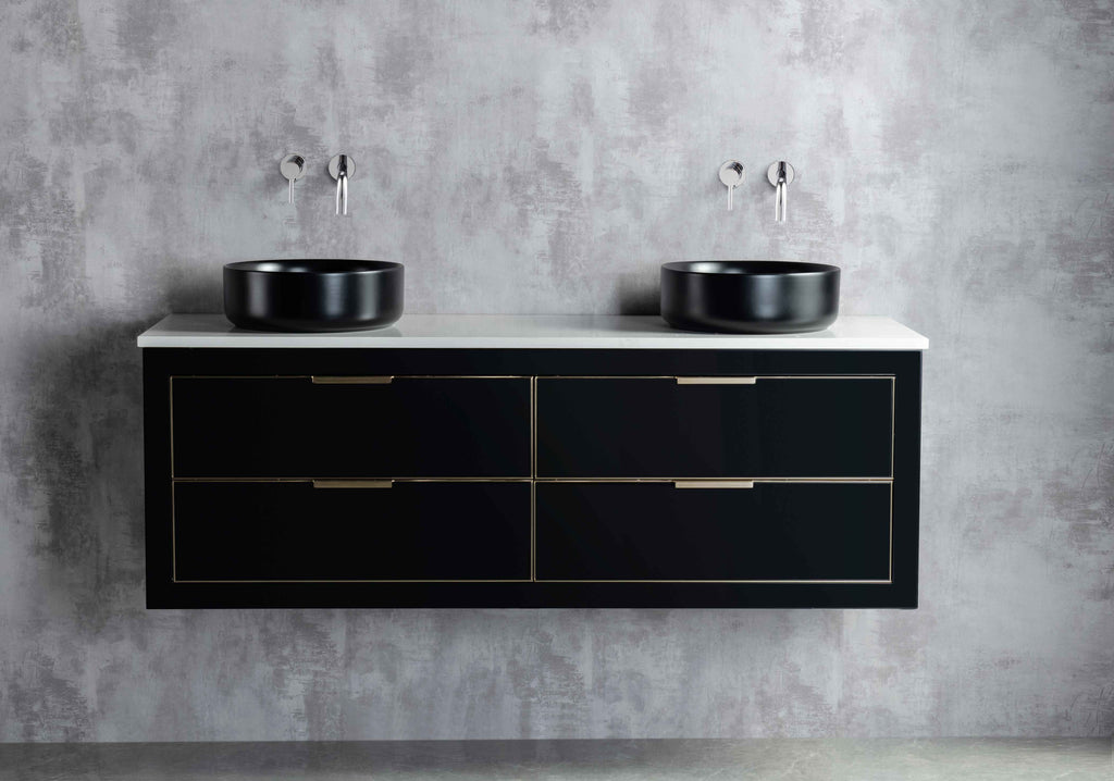 Rubeza 1500mm Dukes Wall Hung Vanity Unit - Black & Gold