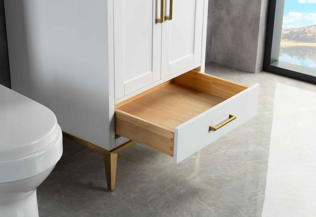 Rubeza 600mm Anatolia Vanity Unit with Carrara Marble Top - White & Gold