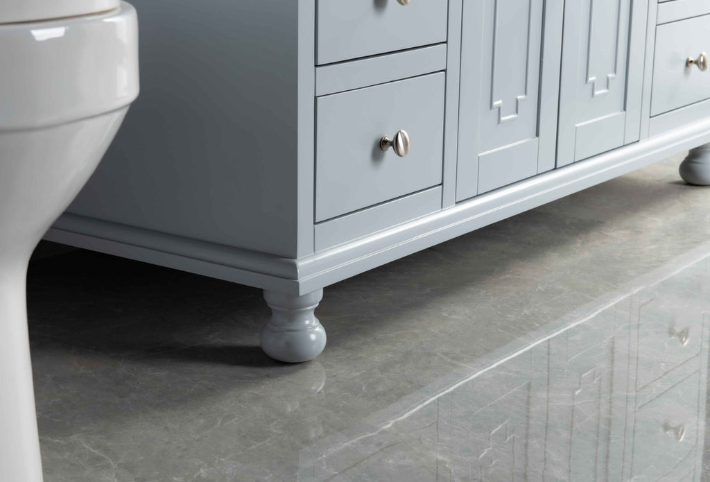 Rubeza 1200mm Didim Vanity Unit with Carrara Marble Top - Light Grey & Chrome