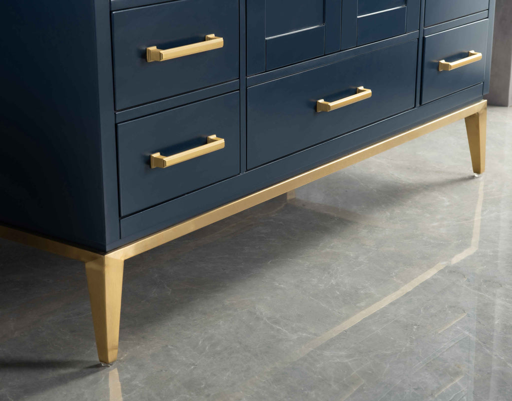 Rubeza 1200mm Anatolia Vanity Unit with Calacatta Quartz Top - Dark Blue & Gold