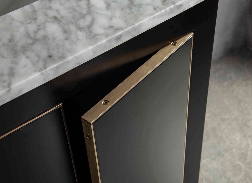 Rubeza 600mm Dukes Vanity Unit with Carrara Marble Top - Black & Gold