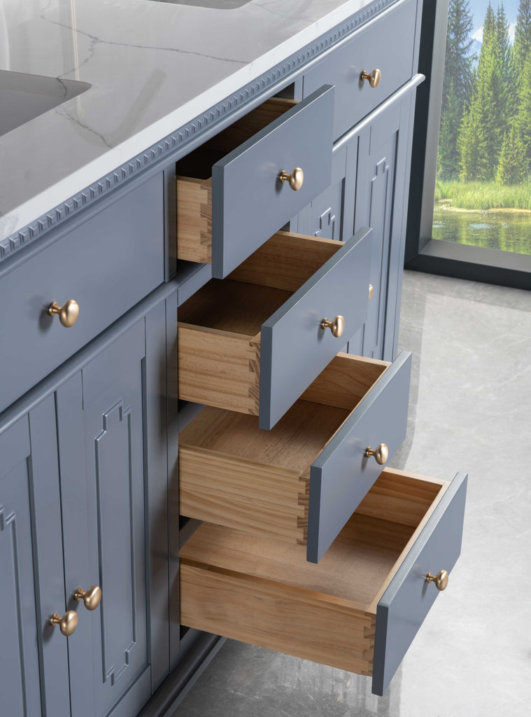 Rubeza 1500mm Didim Vanity Unit with Calacatta Quartz Top - Dark Grey & Gold