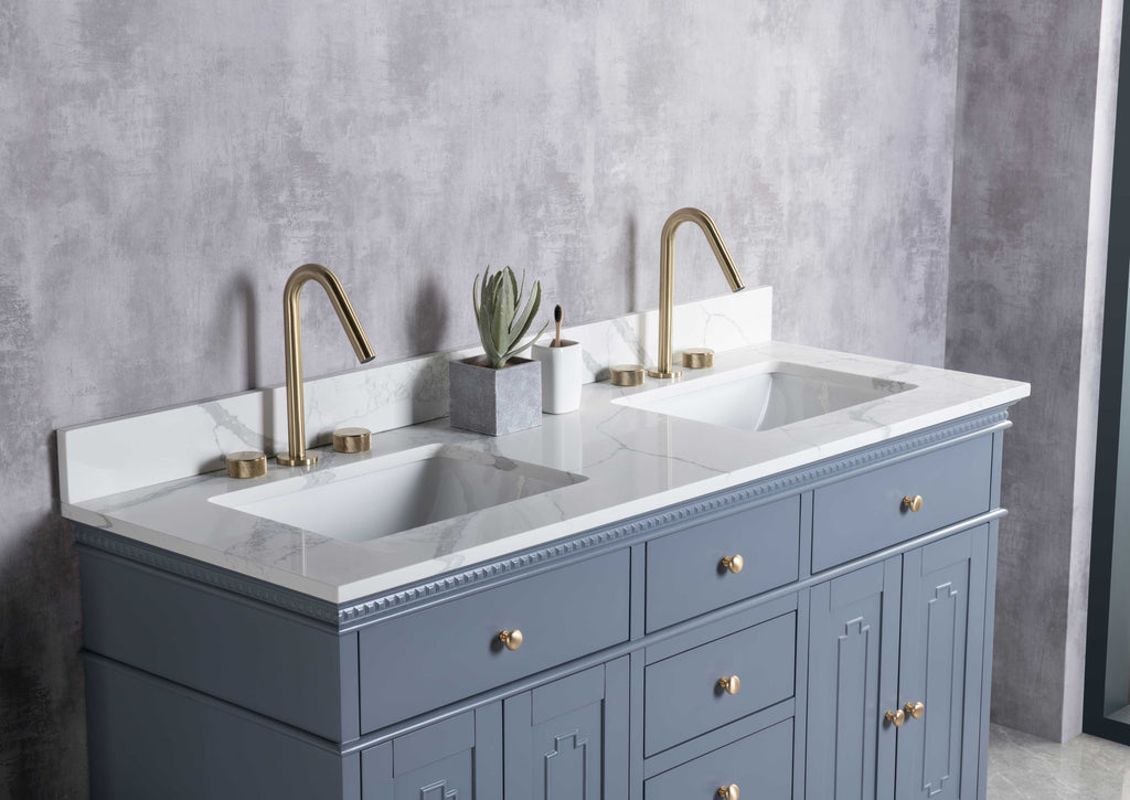 Rubeza 1500mm Didim Vanity Unit with Calacatta Quartz Top - Dark Grey & Gold