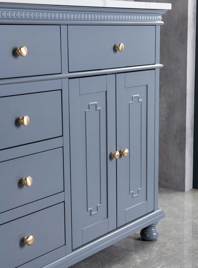 Rubeza 1500mm Didim Vanity Unit with Calacatta Quartz Top - Dark Grey & Gold