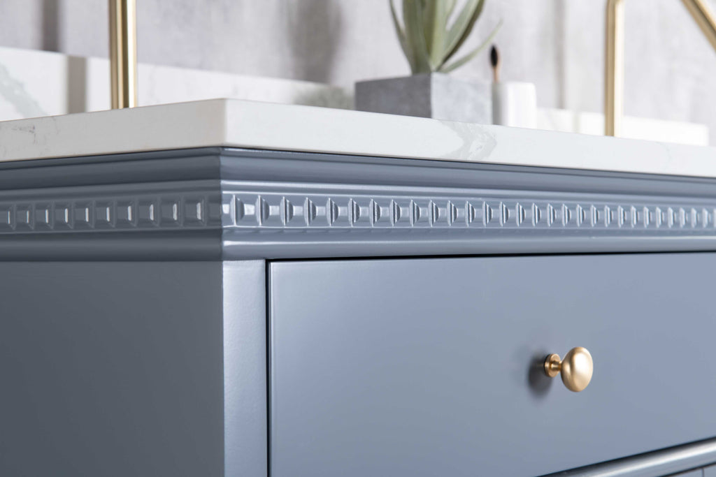 Rubeza 1500mm Didim Vanity Unit with Calacatta Quartz Top - Dark Grey & Gold