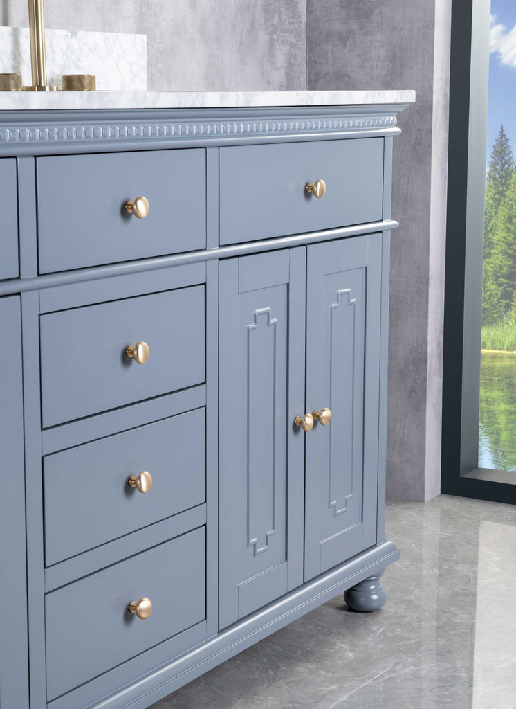 Rubeza 1500mm Didim Vanity Unit with Carrara Marble Top - Dark Grey & Gold