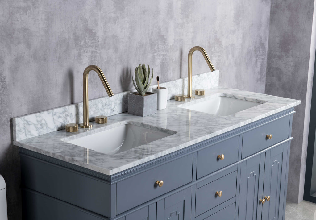 Rubeza 1500mm Didim Vanity Unit with Carrara Marble Top - Dark Grey & Gold