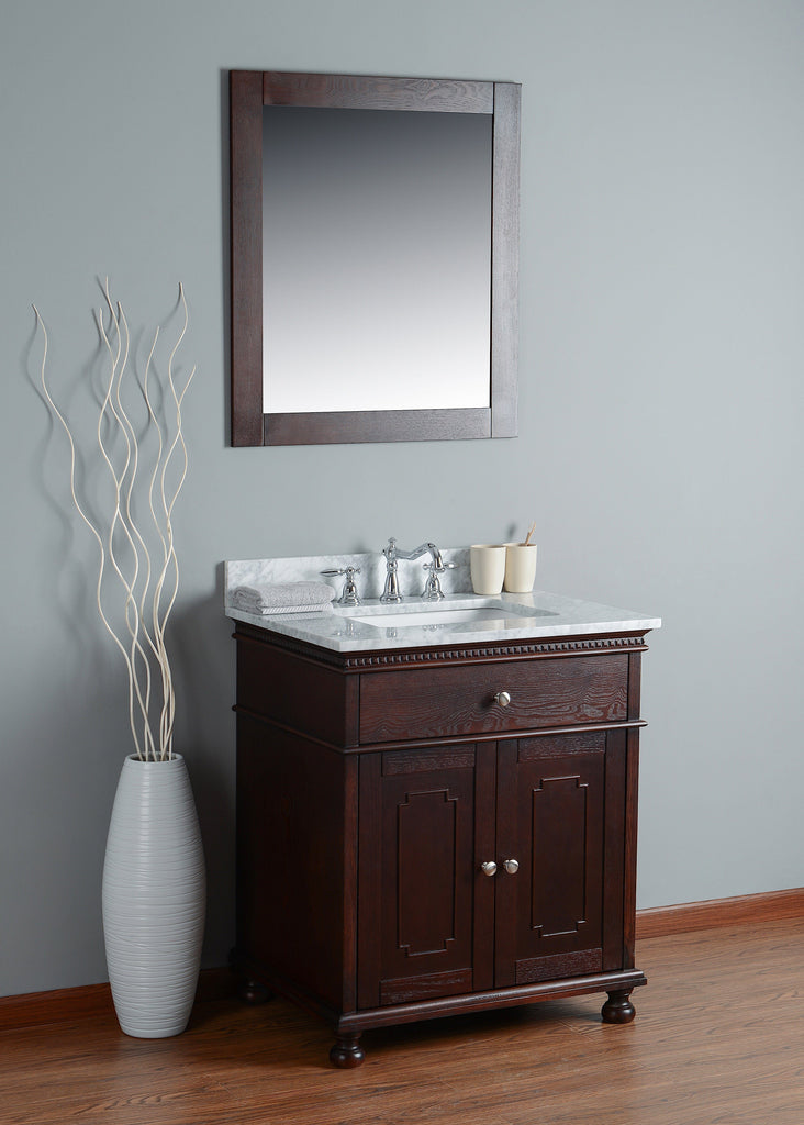 Rubeza 750mm Didim Bathroom Vanity, with Marble Top - Dark Espresso