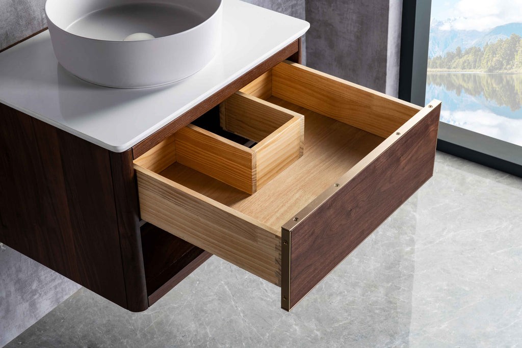 Rubeza 900mm Mauna Wall Hung Vanity Unit - Wood Veneer