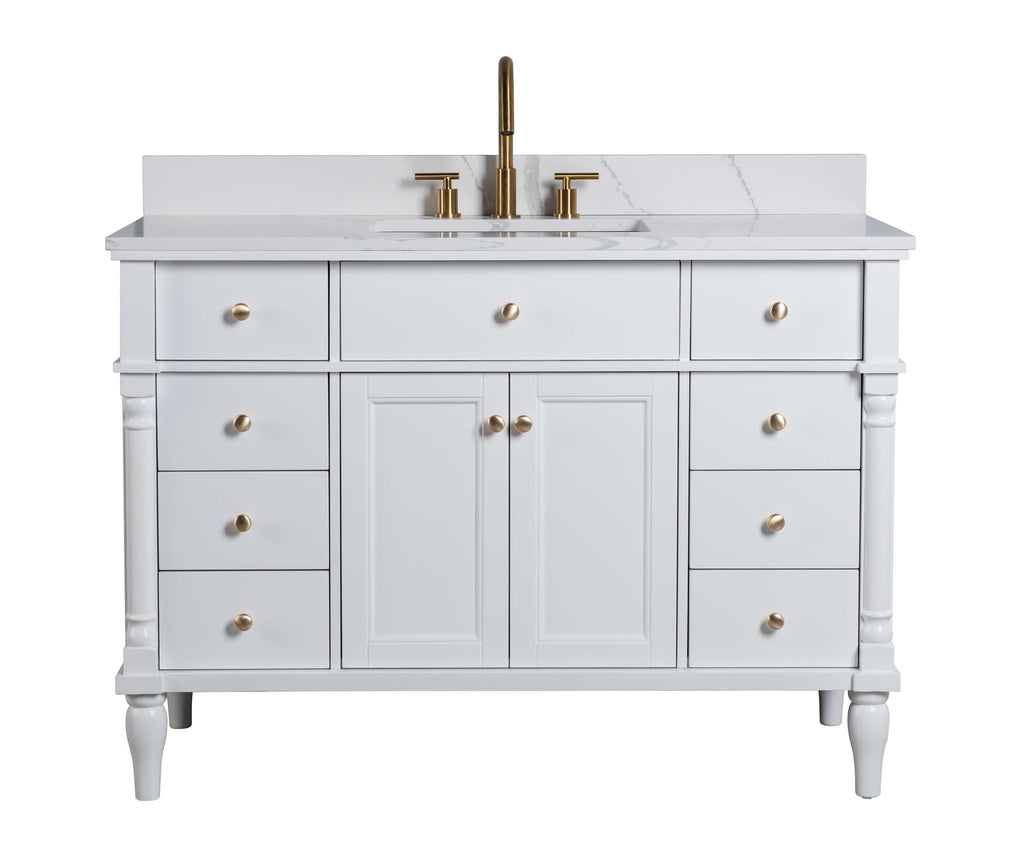 Rubeza 1200mm Isabella Vanity Unit with Calacatta Quartz Top - White & Gold