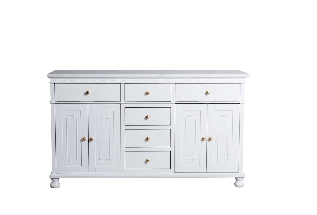 Rubeza 1500mm Didim Sideboard with Calacatta Quartz Top - White & Gold