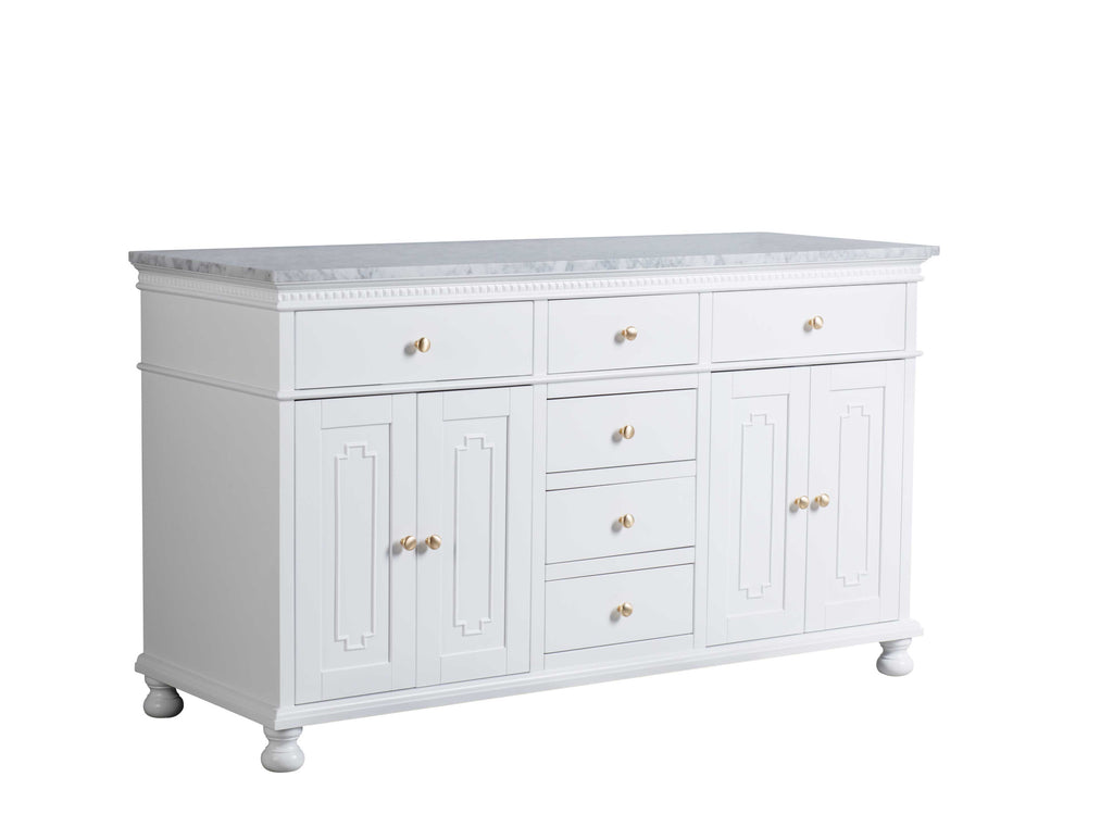 Rubeza 1500mm Didim Sideboard with Carrara Marble Top - White & Gold