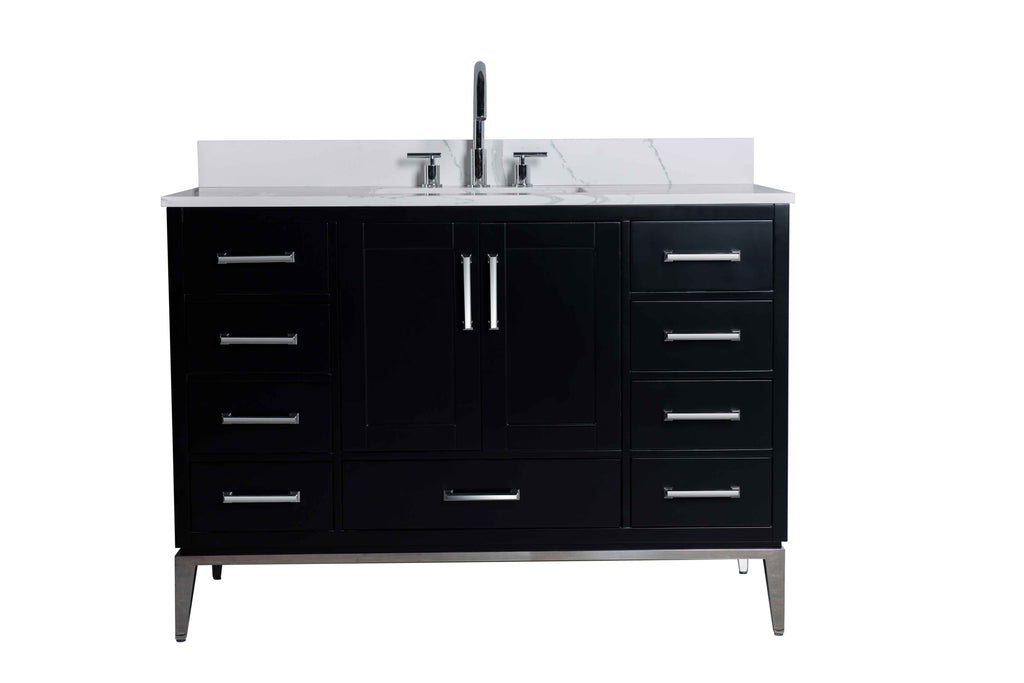 Rubeza 1200mm Anatolia Vanity Unit with Calacatta Quartz Top - Black & Chrome