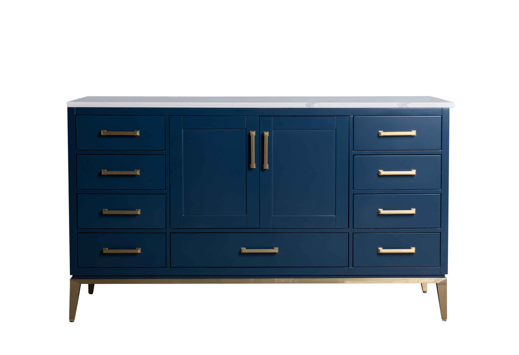 Rubeza 1500mm Anatolia -X- Sideboard with Calacatta Quartz Top - Dark Blue & Gold