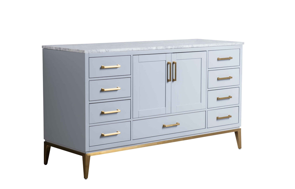 Rubeza 1500mm Anatolia -X- Sideboard with Carrara Marble Top - Light Grey & Gold