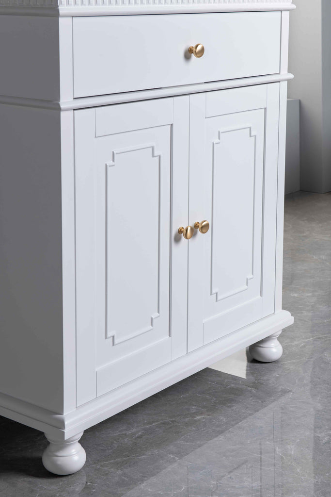 Rubeza 750mm Didim Vanity Unit with Calacatta Quartz Top - White & Gold