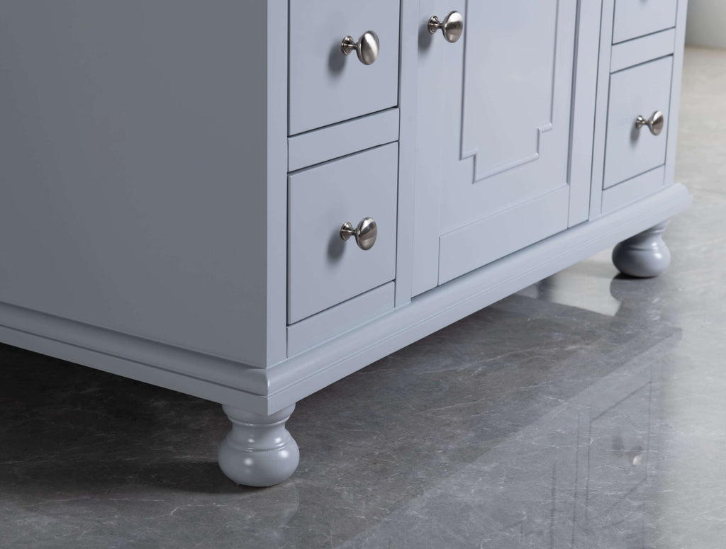 Rubeza 900mm Didim Vanity Unit with Carrara Marble Top -  Light Grey & Chrome