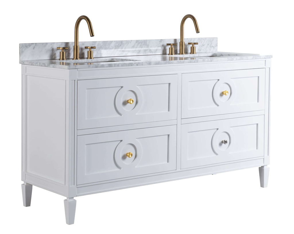 Rubeza 1500mm Layla Vanity Unit with Carrara Marble Top - White & Gold