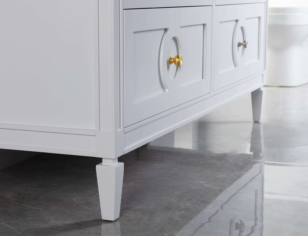 Rubeza 1500mm Layla Vanity Unit with Carrara Marble Top - White & Gold