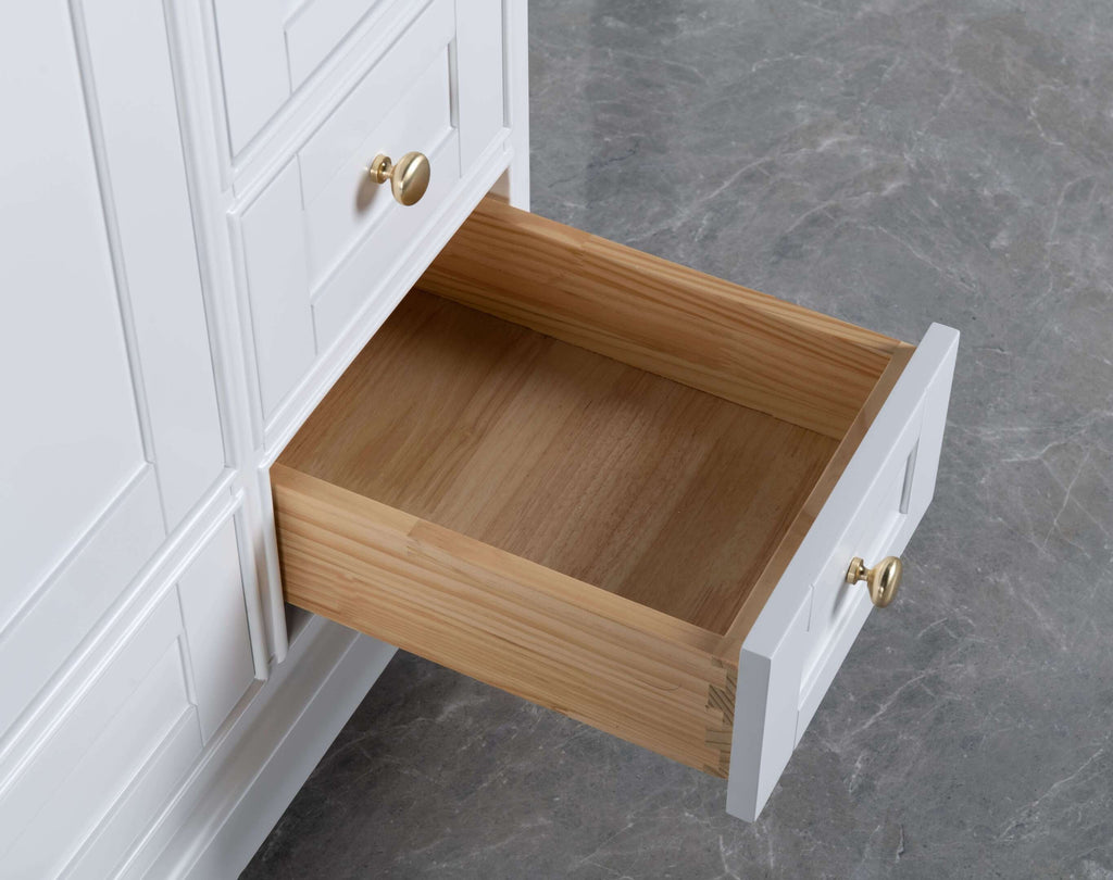 Rubeza 1200mm Charleston Vanity Unit with Calacatta Quartz Top - White & Gold