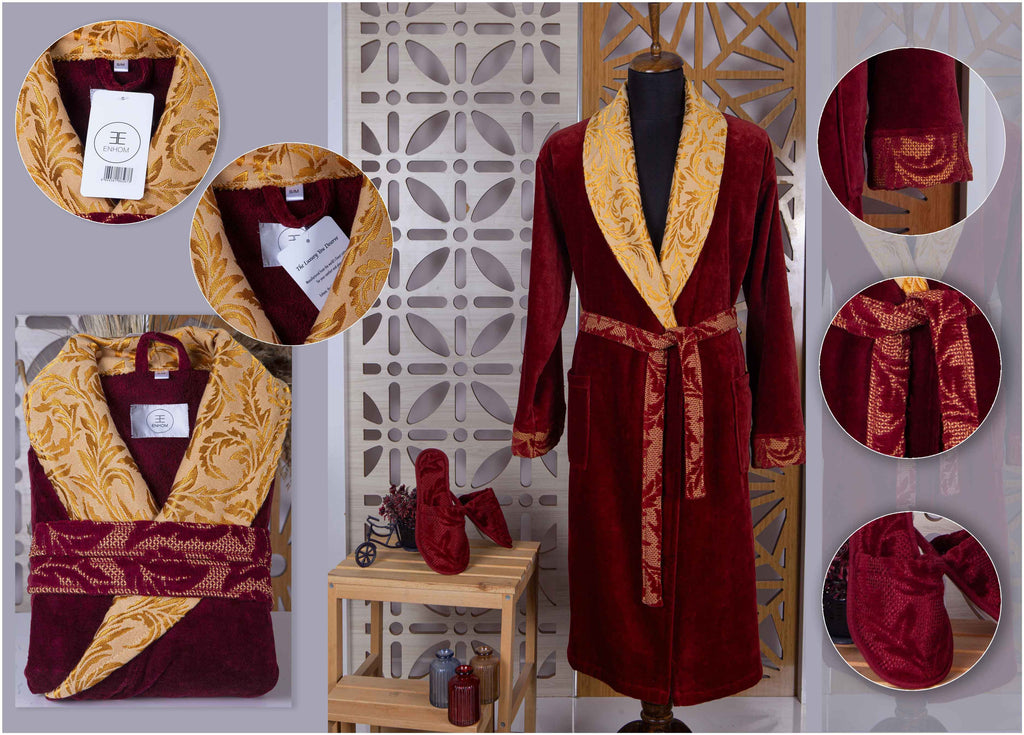 Lambeth Collection Jacquard Velvet Bathrobe | Slippers